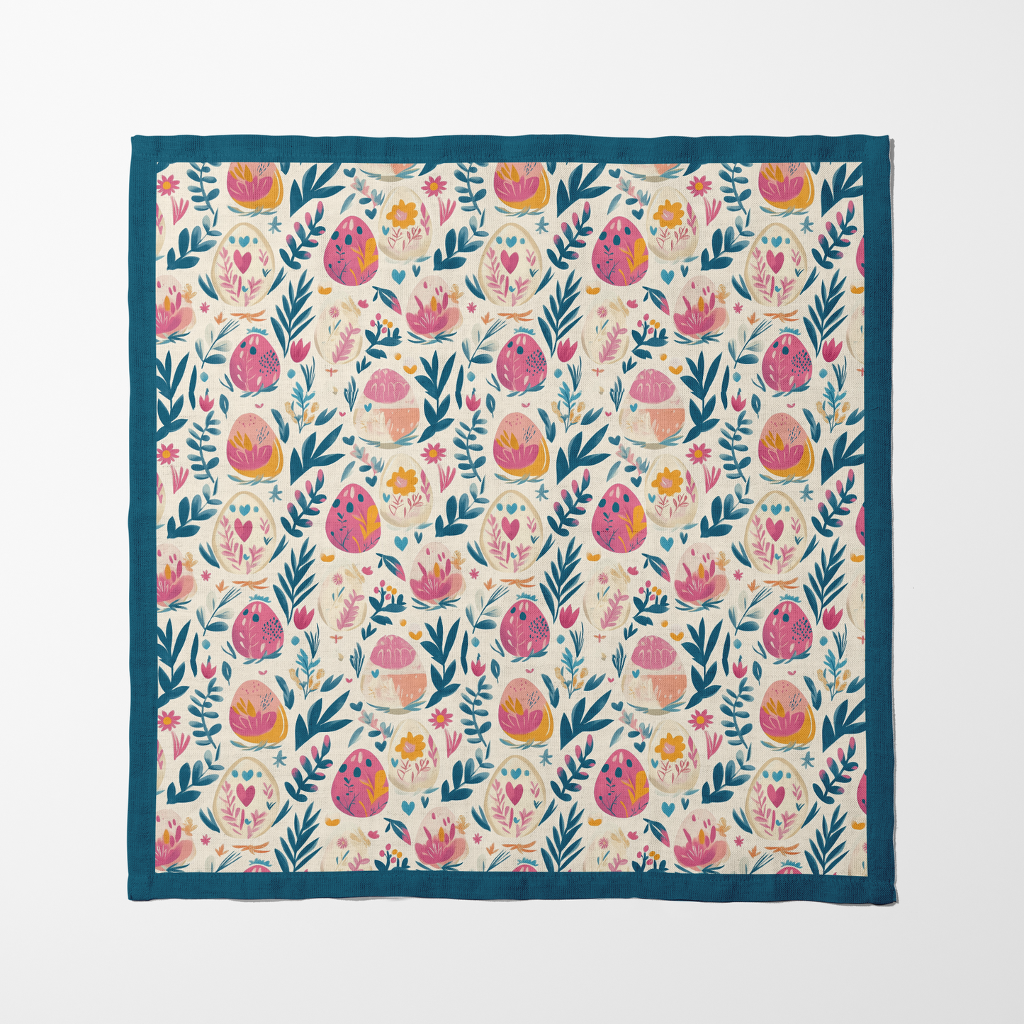 Pink and Yellow Easter Eggs Napkin in Lightweight Linen