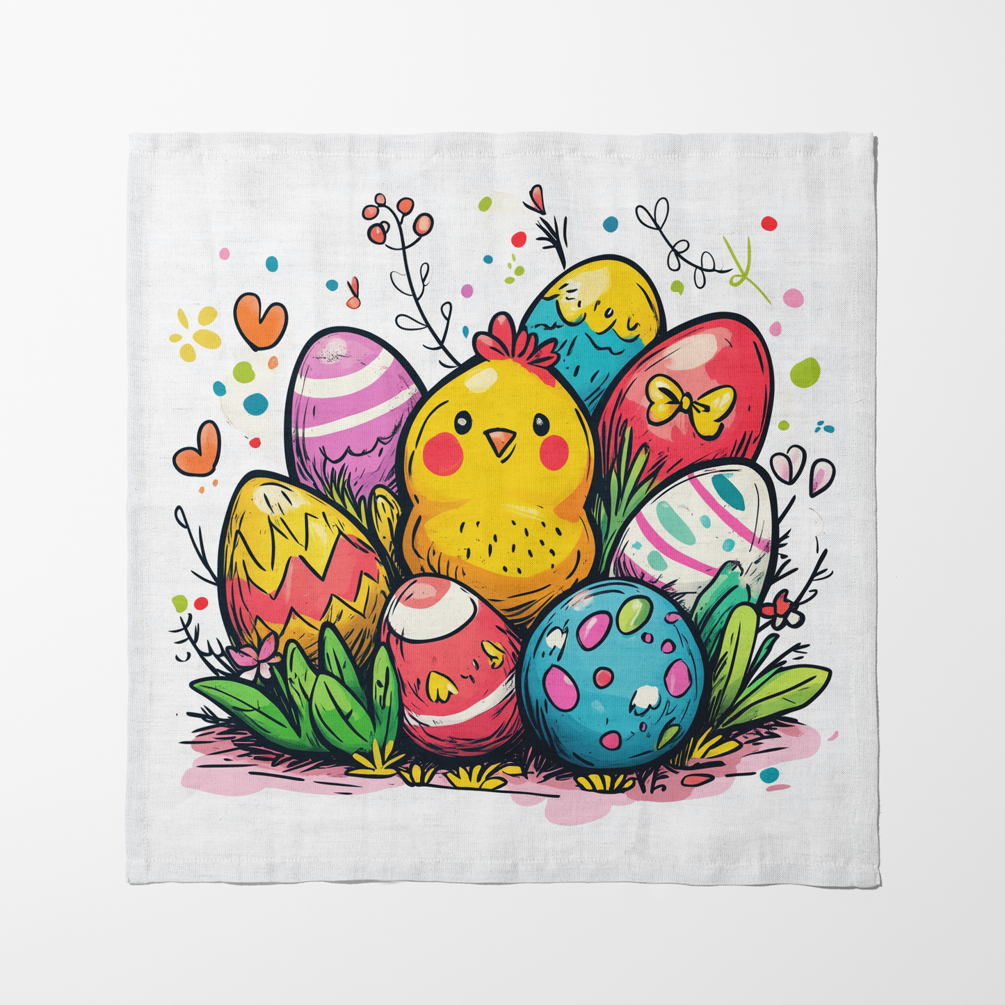 Yellow Chick and Easter Eggs Napkin