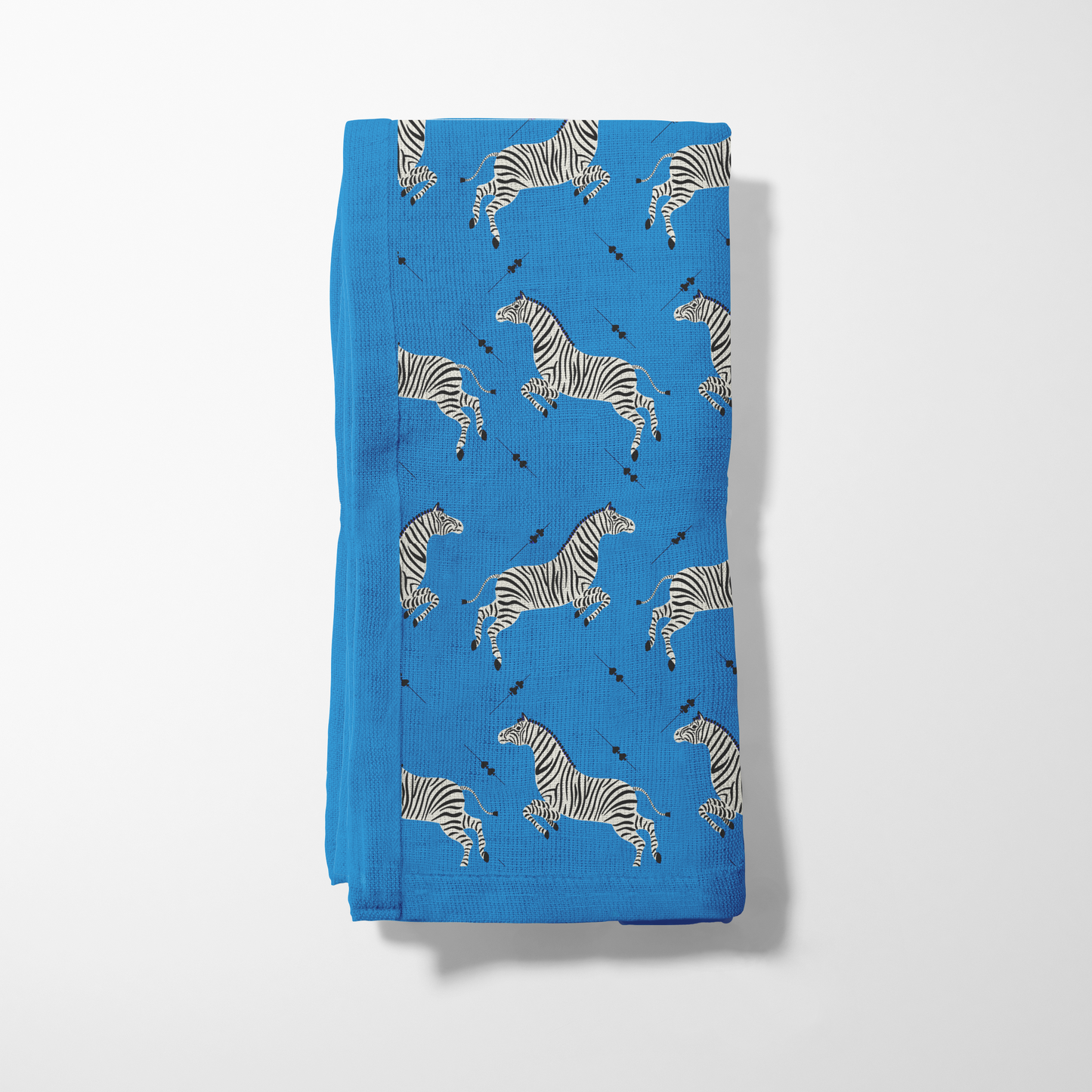 Leaping Zebras Napkin in Cerulean Blue - Lightweight Linen