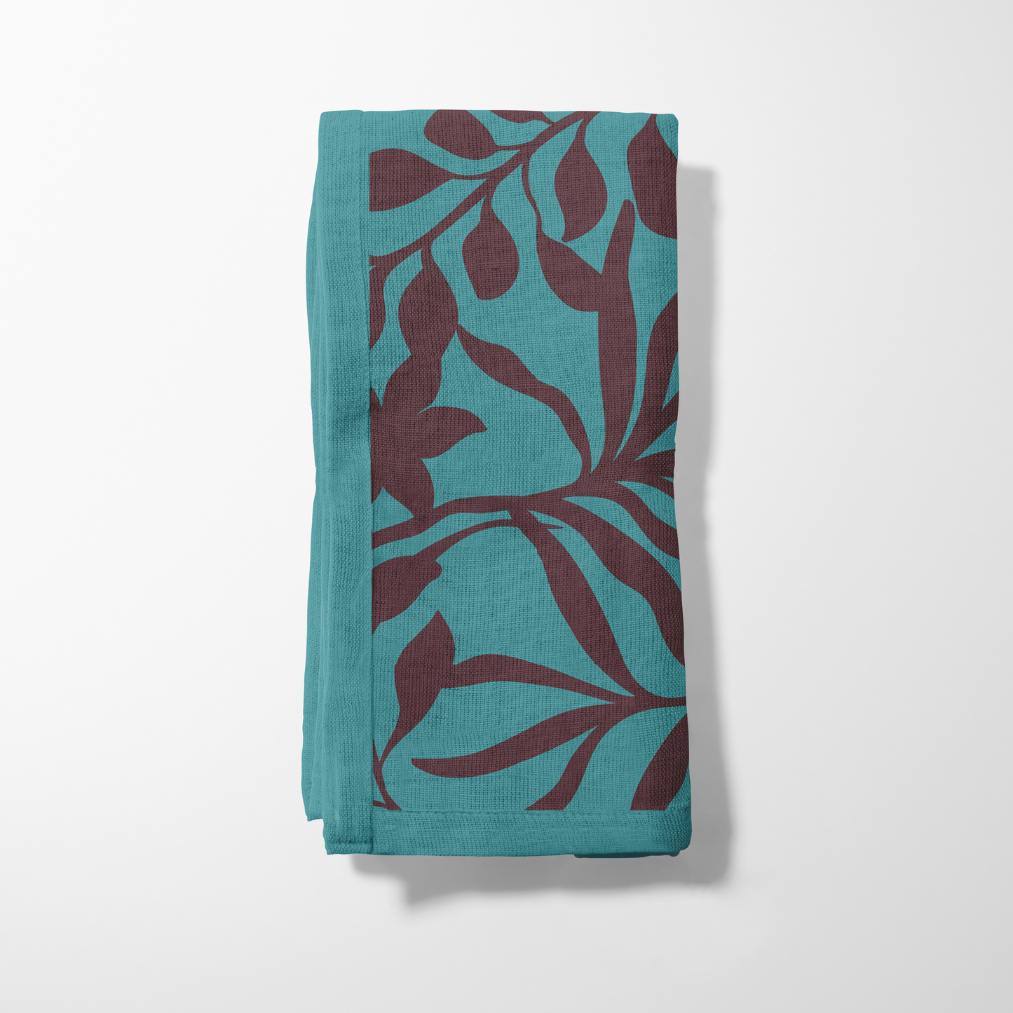 Figi Floral Napkin in Viridian Wine in Organic Cotton Voile