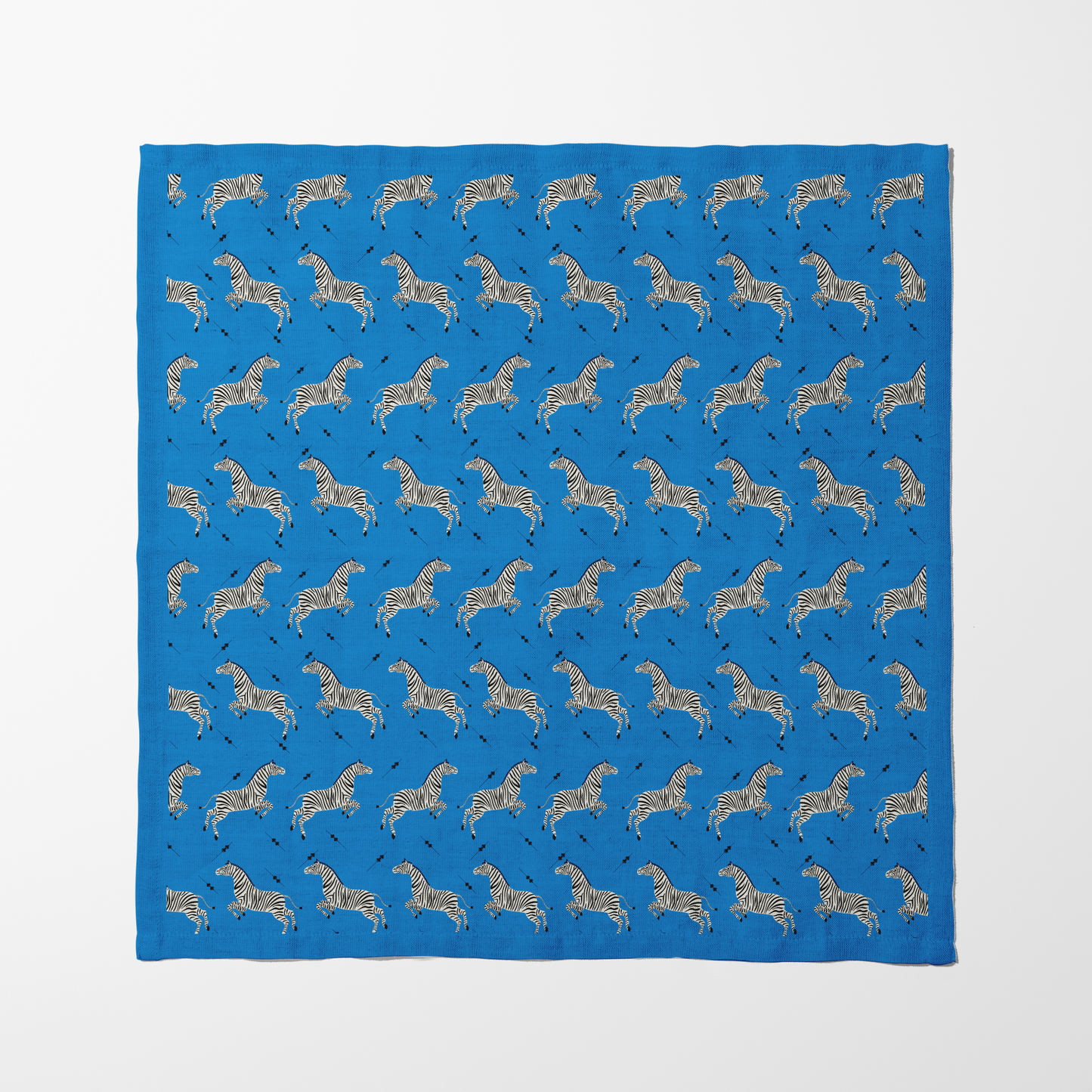 Leaping Zebras Napkin in Cerulean Blue - Lightweight Linen