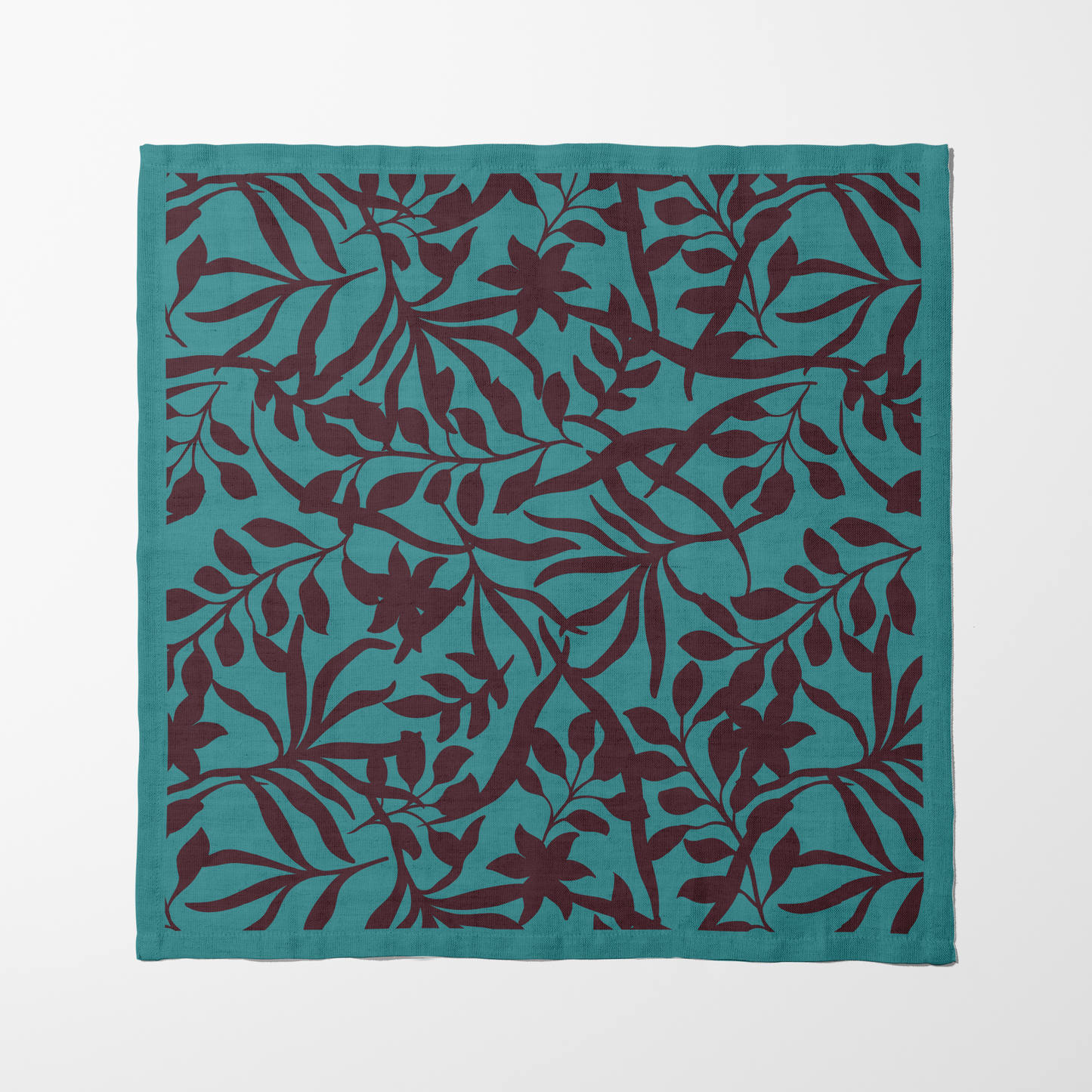 Figi Floral Napkin in Viridian Wine in Organic Cotton Voile