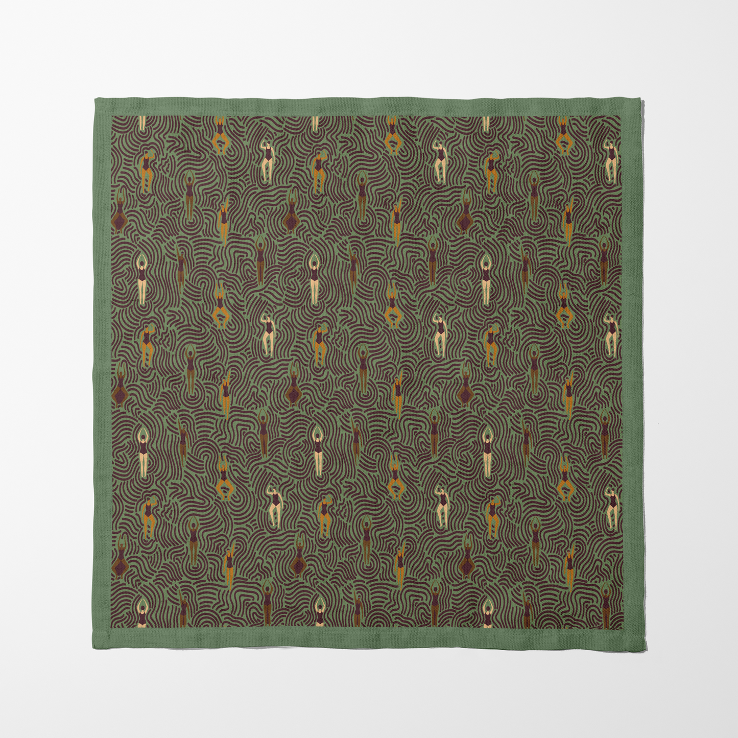 Swimmers in Summer Napkin in Hike Green
