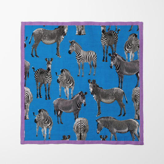Zias Zebras Napkin in Cerulean Mauve
