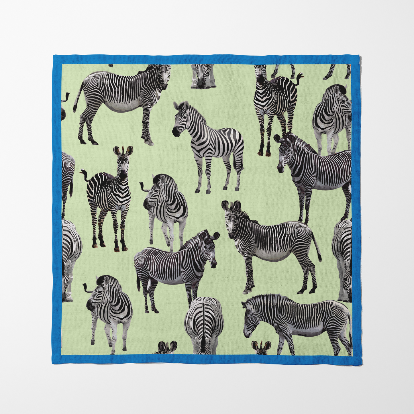 Zias Zebras Napkin Lime Cerulean in Lightweight Linen
