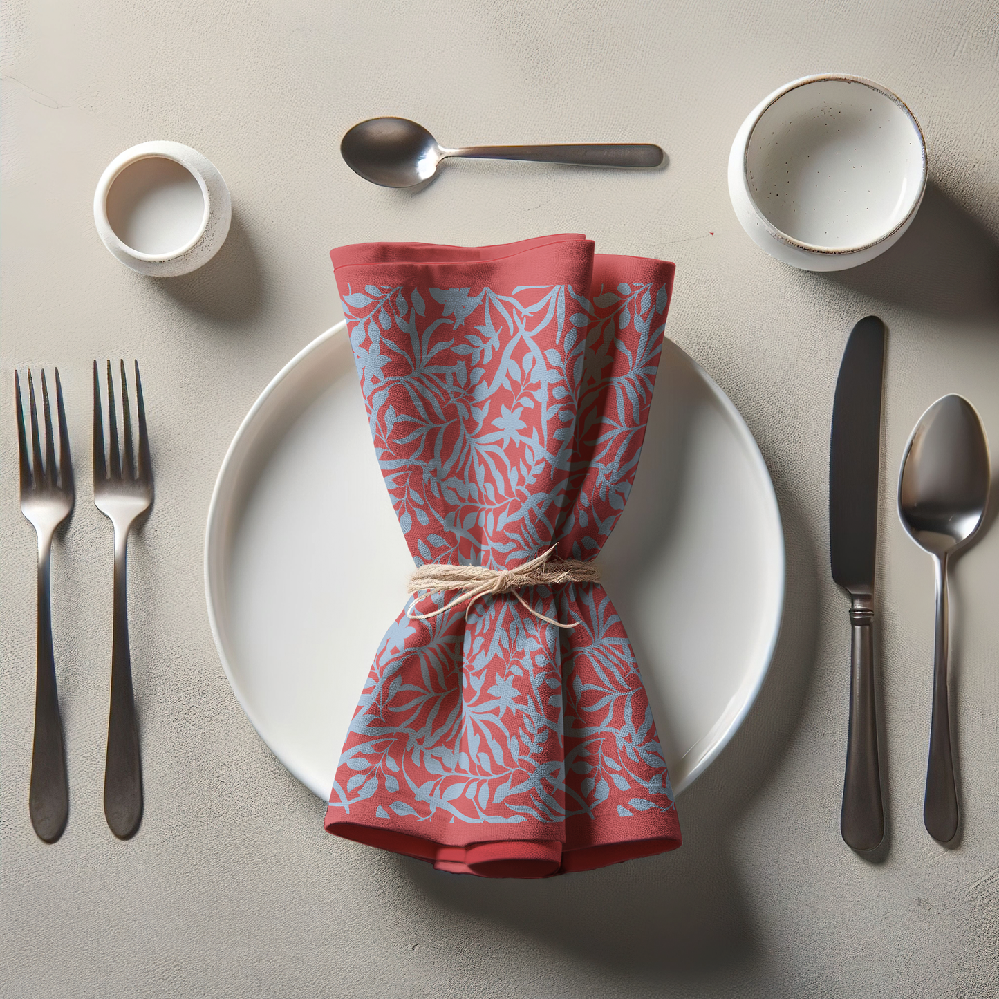 Figi Floral Napkin in Cool Pool Poppy Napkin in Organic Cotton Voile