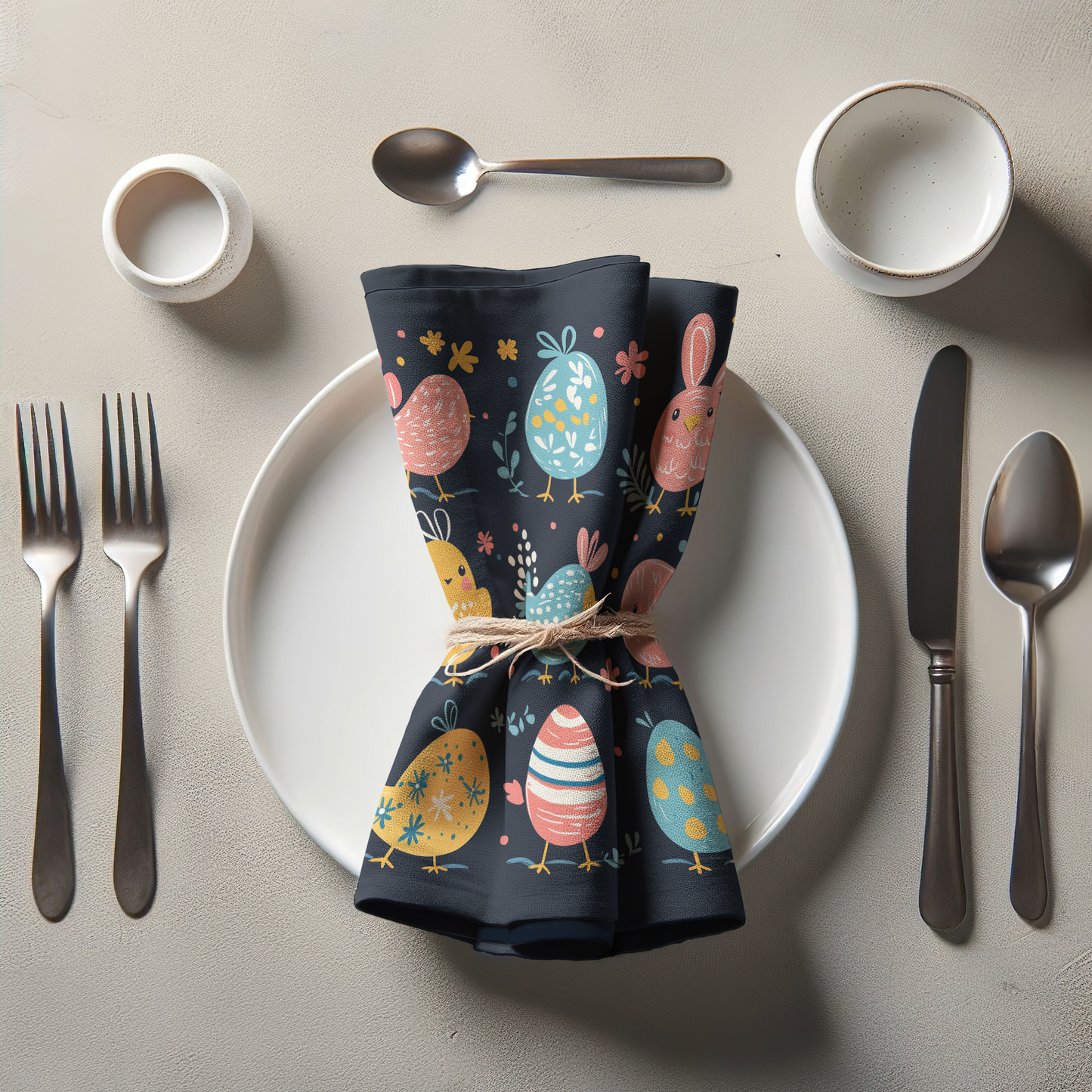 Midnight Blue Easter Napkin in Lightweight Linen