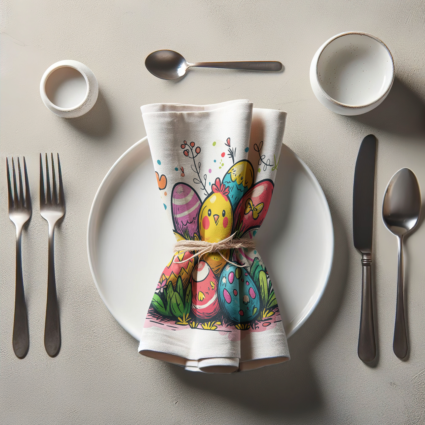 Yellow Chick and Easter Eggs Napkin