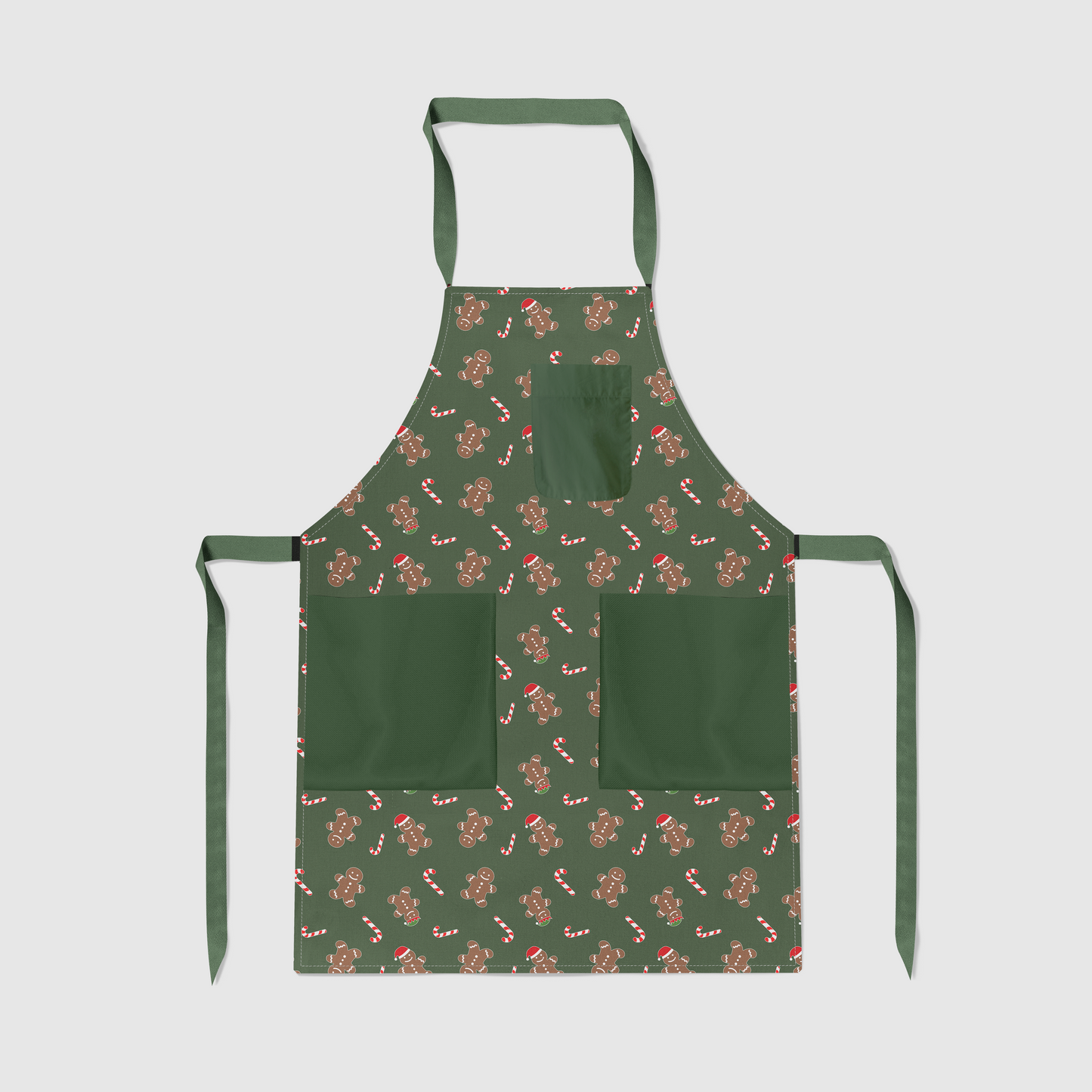 Gingerbread Dudes Full Chef Apron in Dark Green