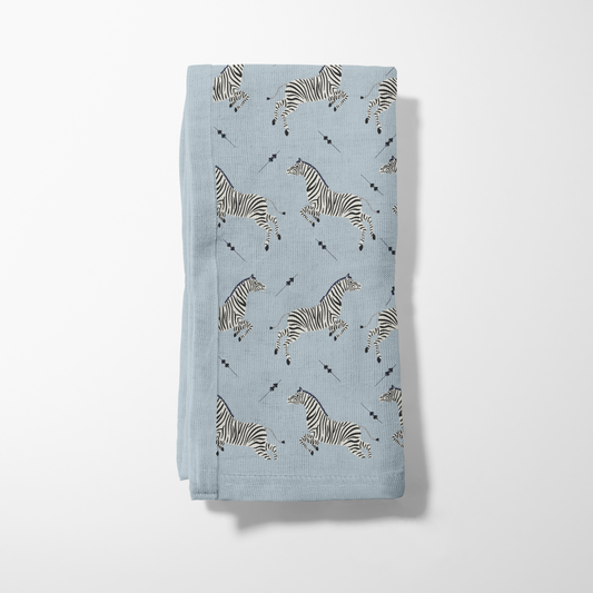 Leaping Zebras Napkin in Ice - Lightweight Linen