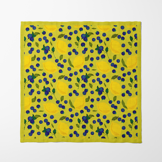 Spring Lemons Napkin in Yellow in Organic Cotton Voile