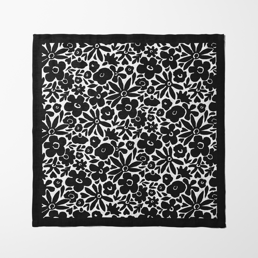 Garden - Modern Graphic Floral Napkin in Black and White