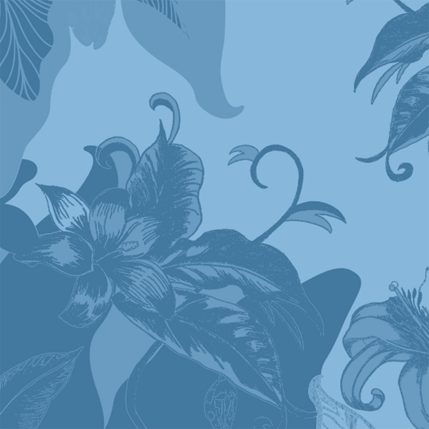 Tropical Paissage Full Chef Apron in Blue in Mid Weight Cotton Twill