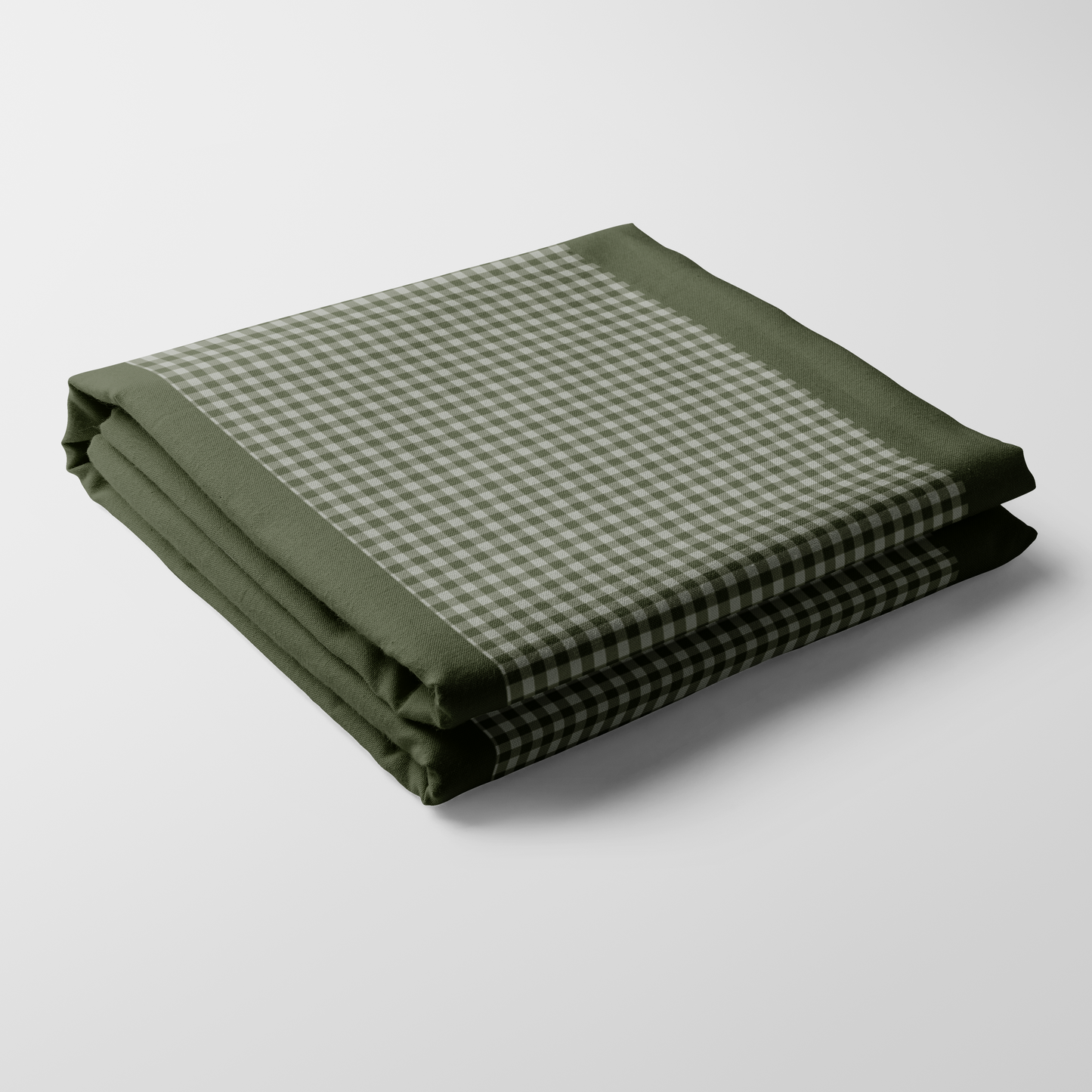 Mini Gingham Tablecloth in Olive Green - Lightweight Linen