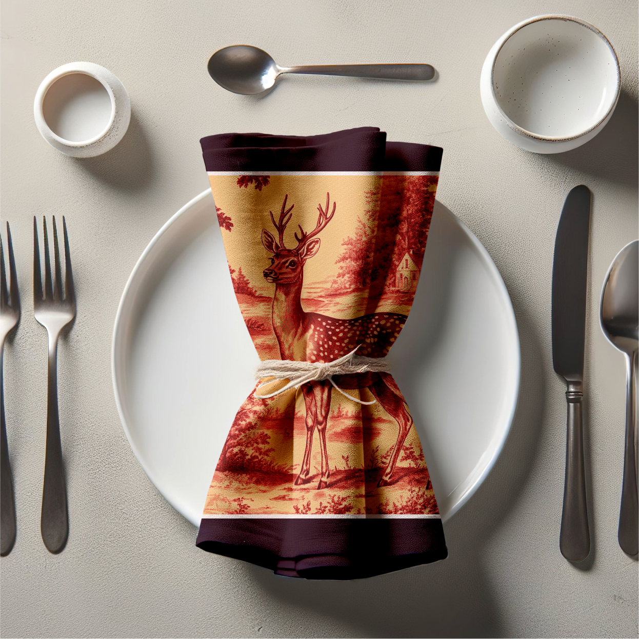 Deer Toile Napkin in Ember