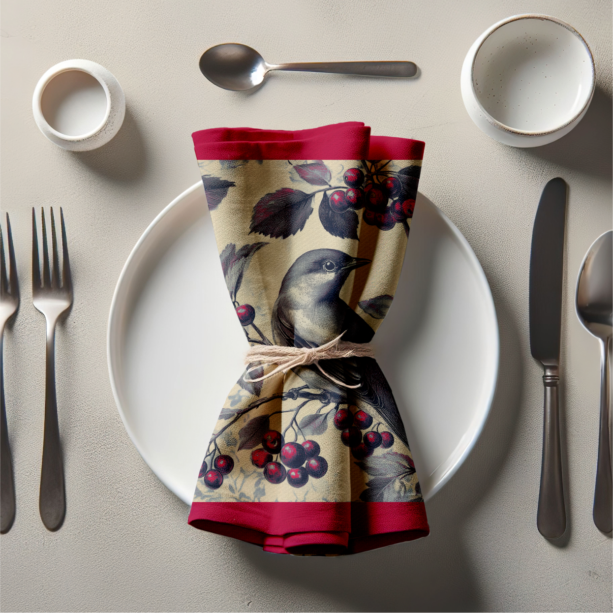 Forager's Delight Napkin in Classic Red
