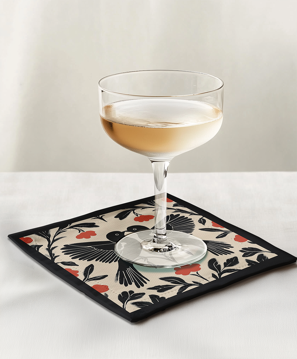 Love Birds Cocktail Napkin in Liquorice