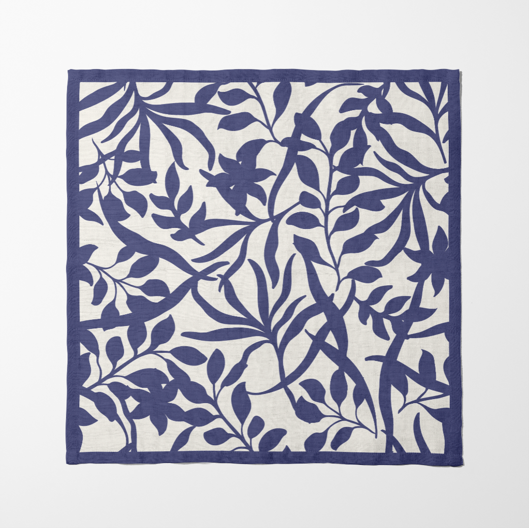 Custom Figi Floral Napkin in Midnight in Oxford Cotton - M&K 2025
