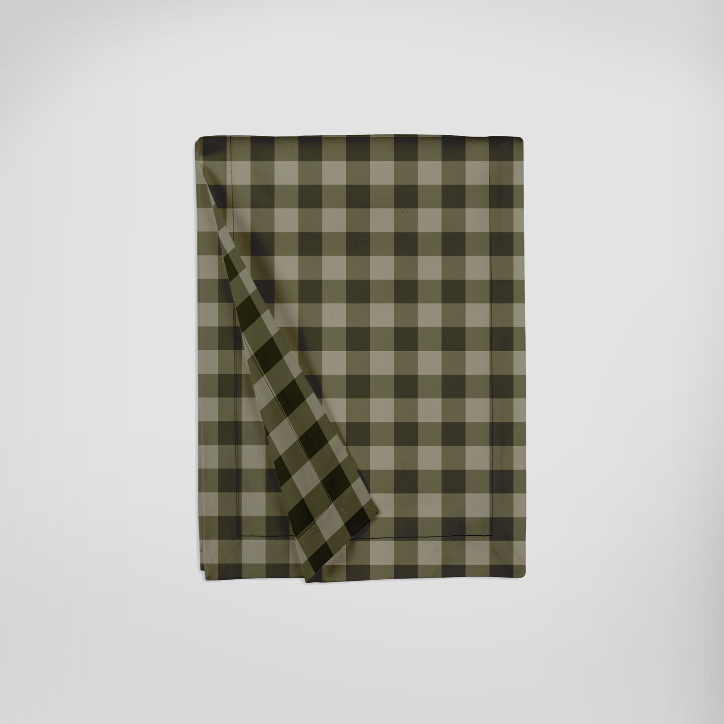 Mini Gingham Runner in Olive - Lightweight Linen