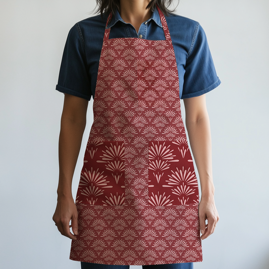 Heritage Full Chef Apron in Red in Mid Weight Cotton Twill