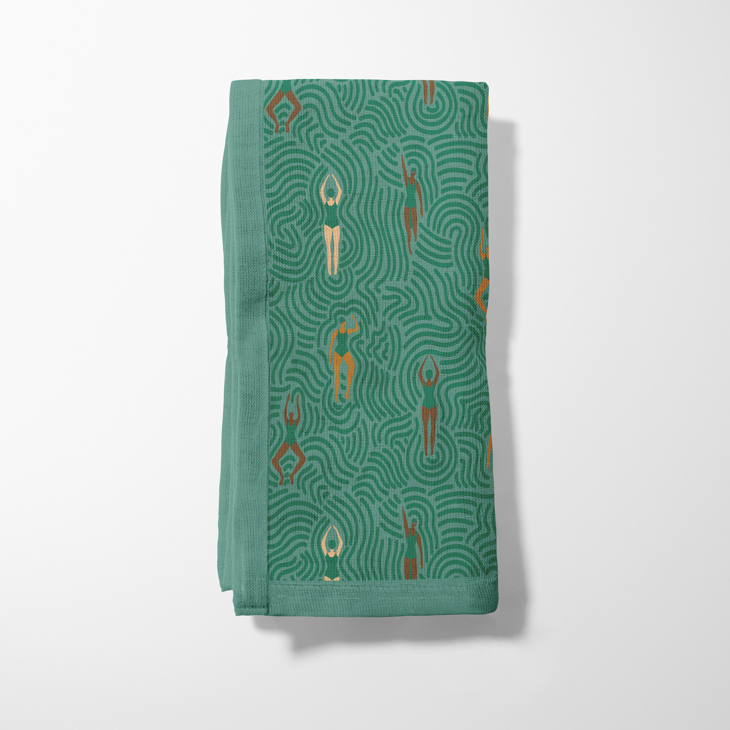 Swimmers in Summer in Butterfly Green Napkin in Lightweight Linen