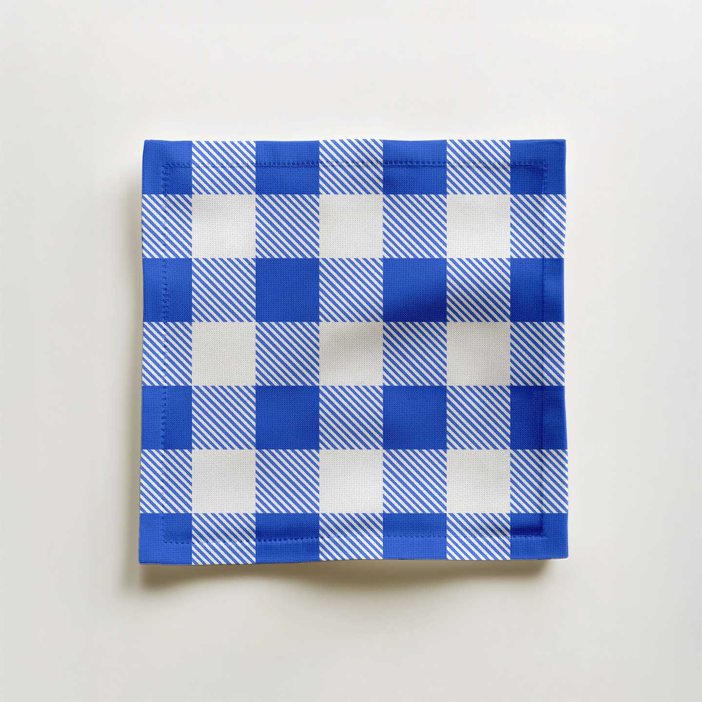 Blue Gingham Cocktail Napkin in Organic Cotton Voile