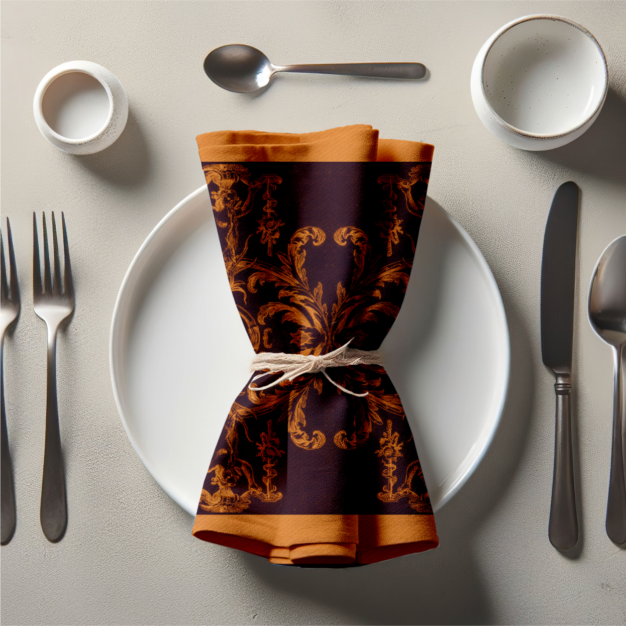 Sea Maiden Toile Napkin in Burnt Ochre