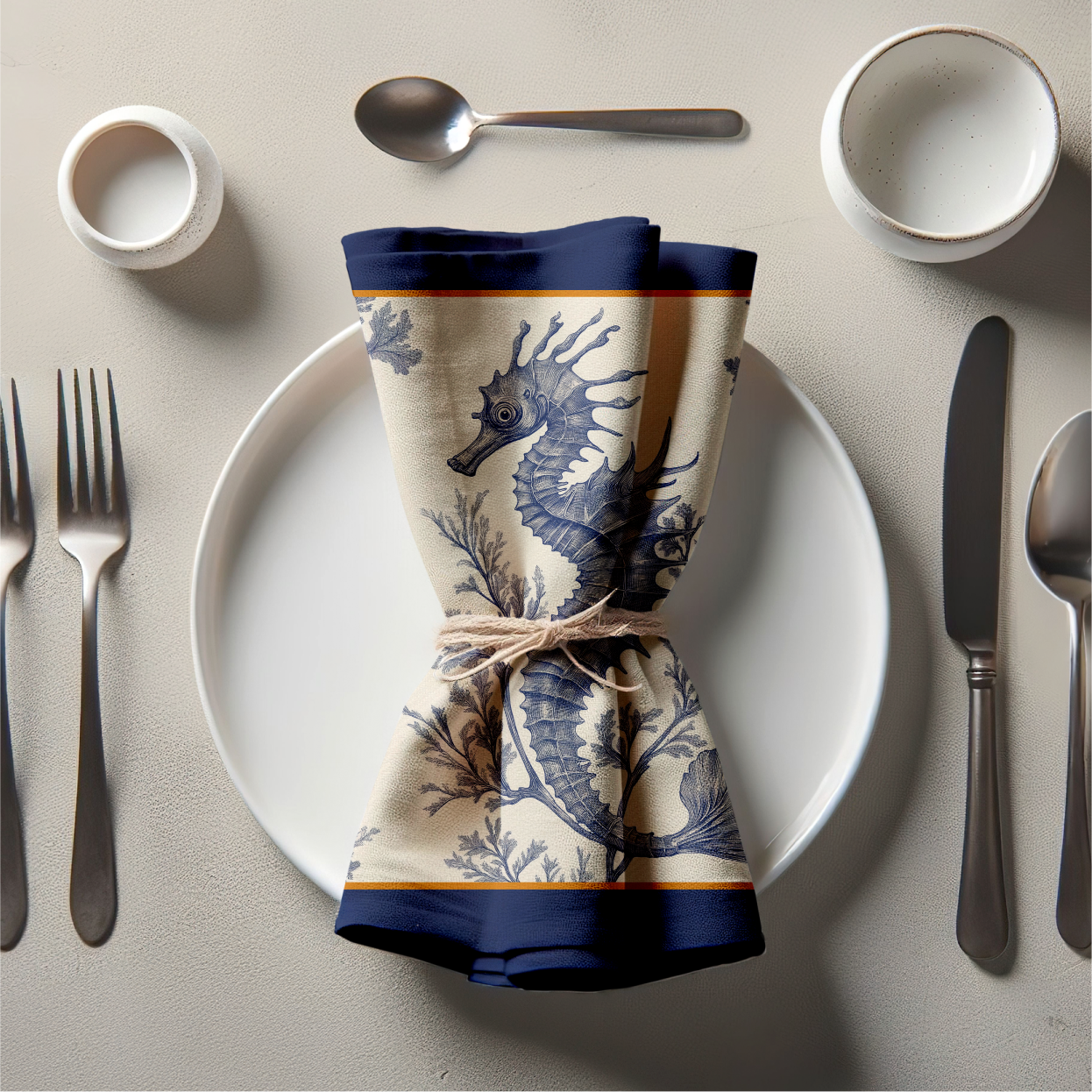 Seahorse Toile Napkin in Classic