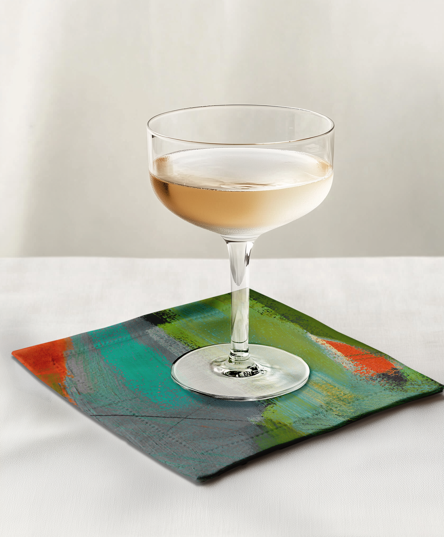 Green Brush Cocktail Napkin - Linen