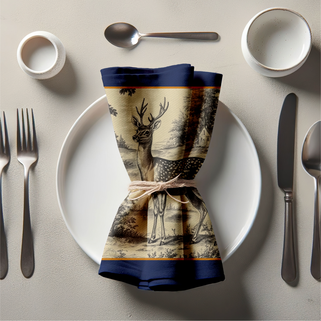 Deer Toile Napkin in Vintage Classic
