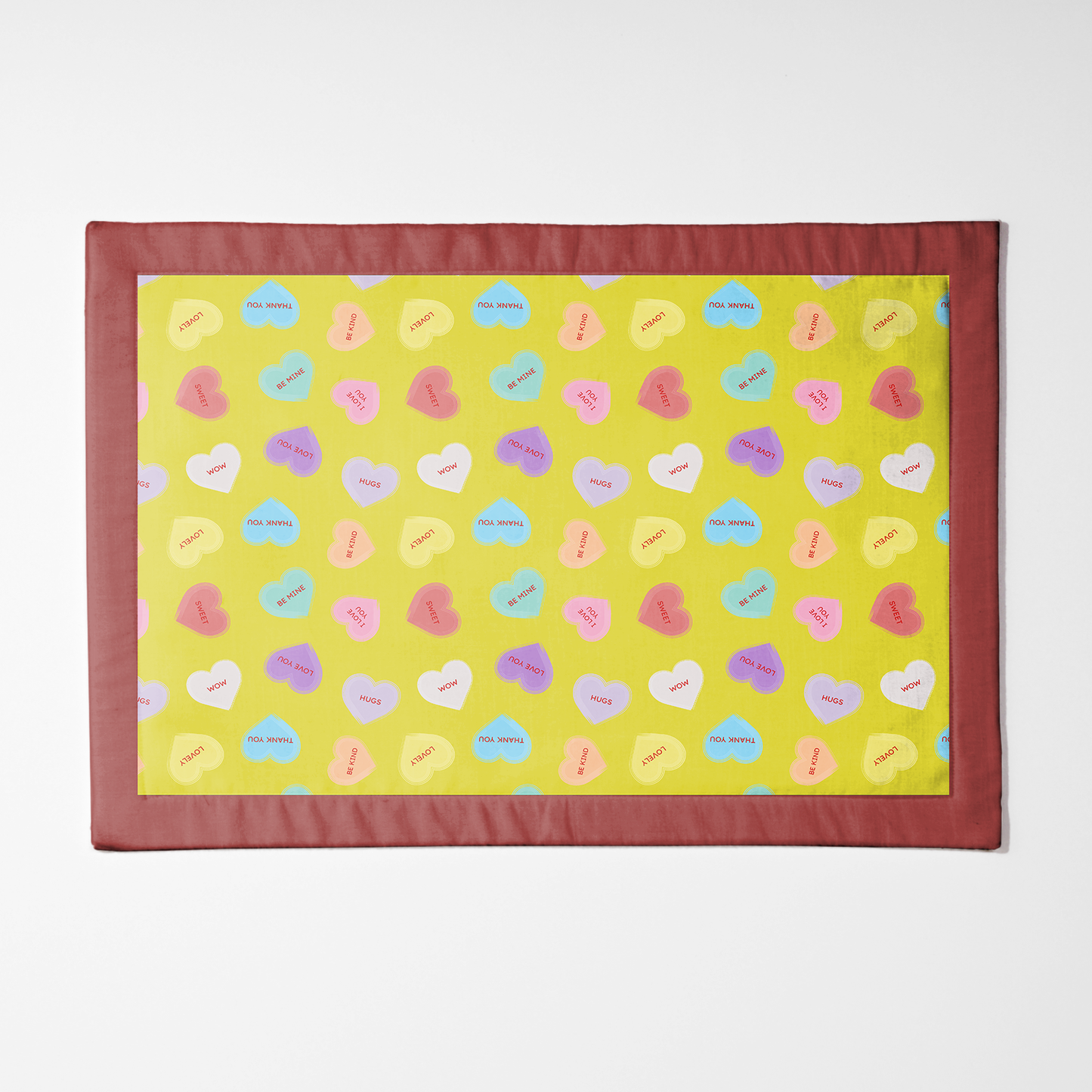 Laughter Yellow Candy Hearts with Zebra Red Placemat