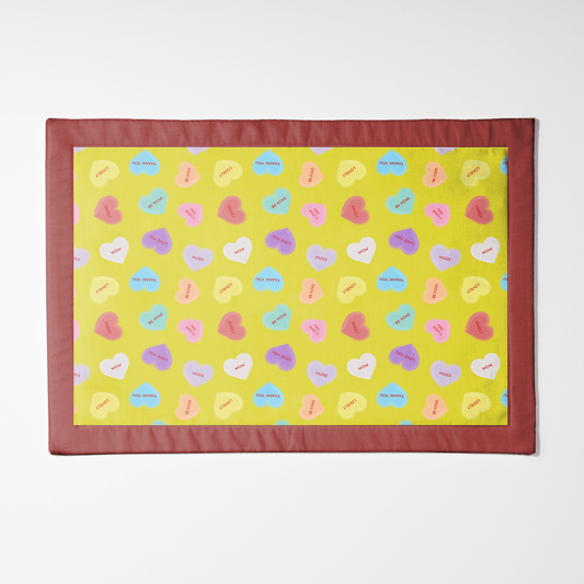 Laughter Yellow Candy Hearts with Zebra Red Placemat