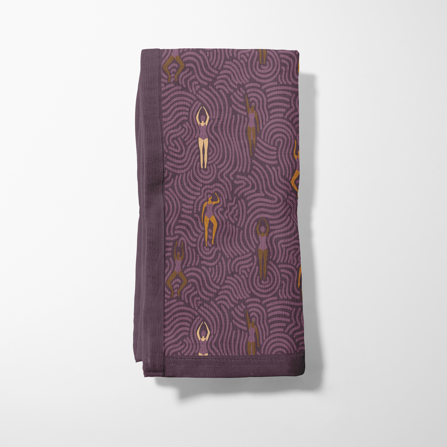 Swimmers in Summer in Plum Napkin in Lightweight Linen