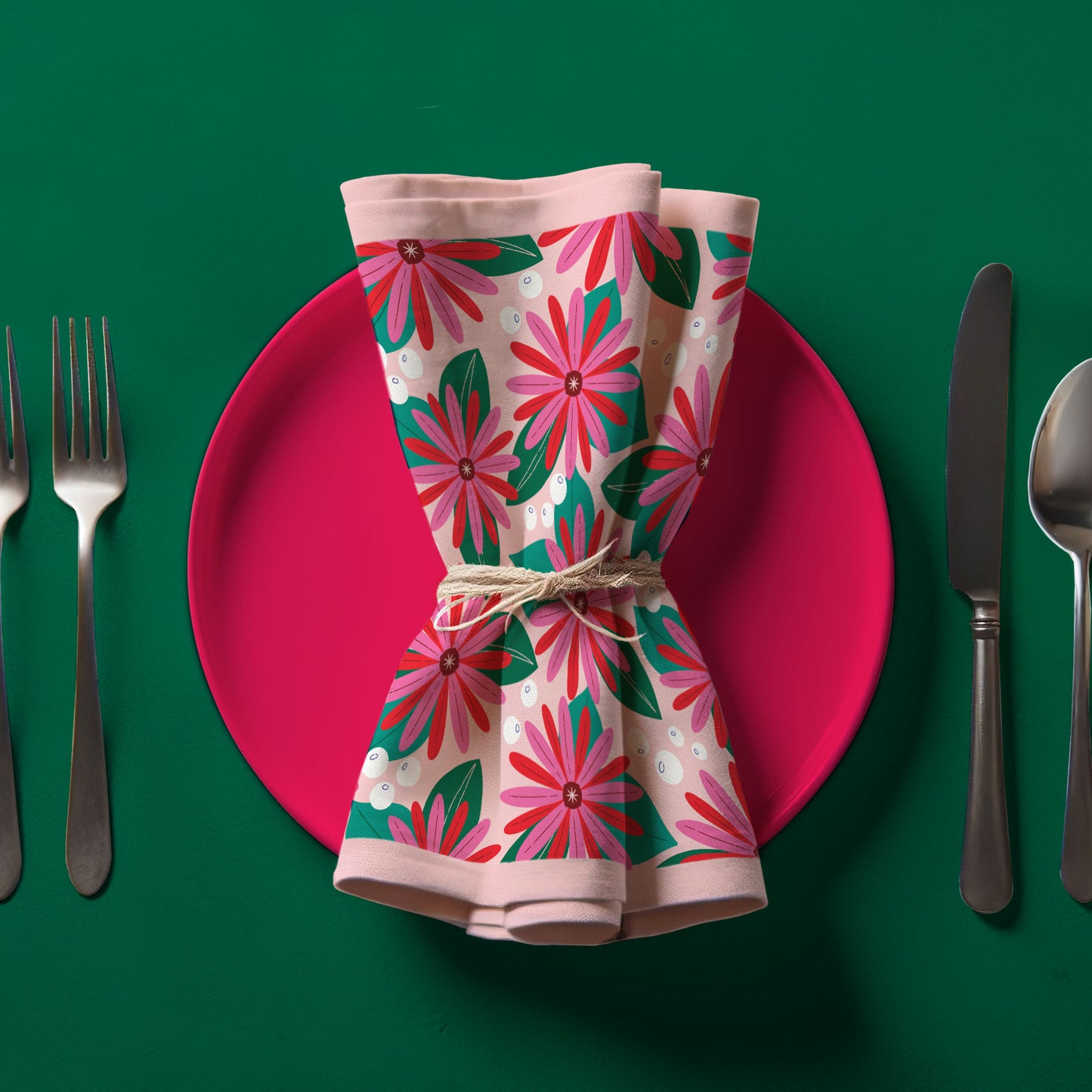 Pink Holiday Flowers - Organic Cotton Voile