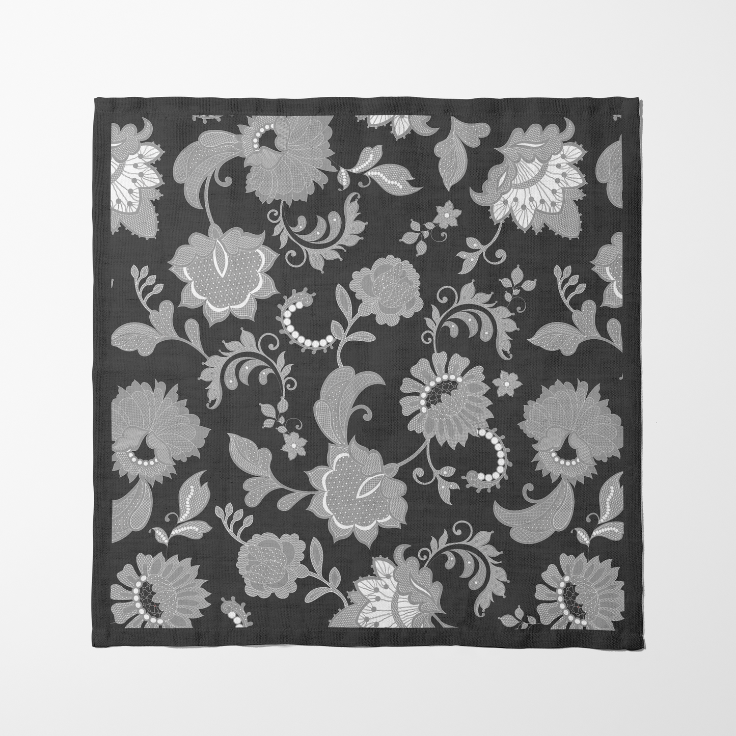 Grey Legacy Lace Napkin in Organic Cotton Voile