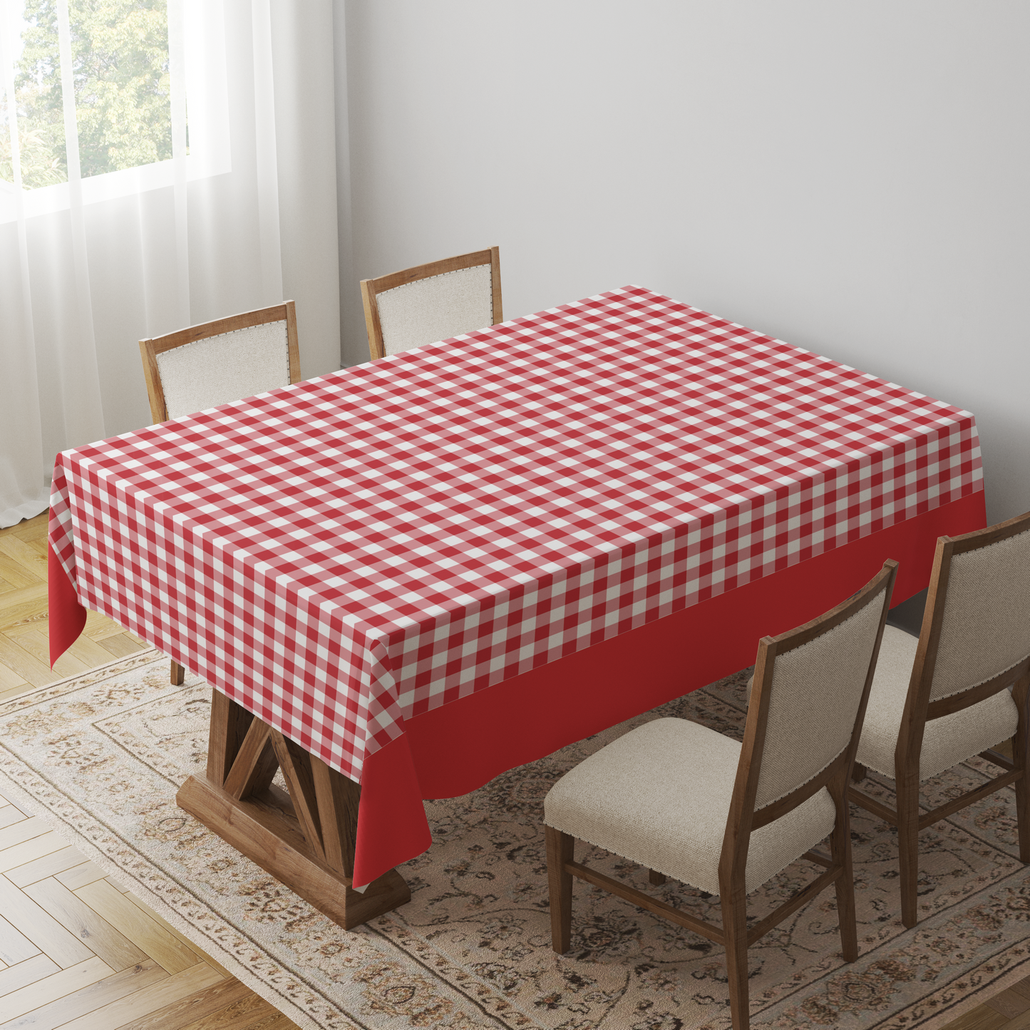 Gingham Tablecloth in Picnic Red - Lightweight Linen