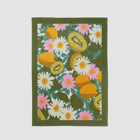 Kiwi Berry Tea Towel in Green