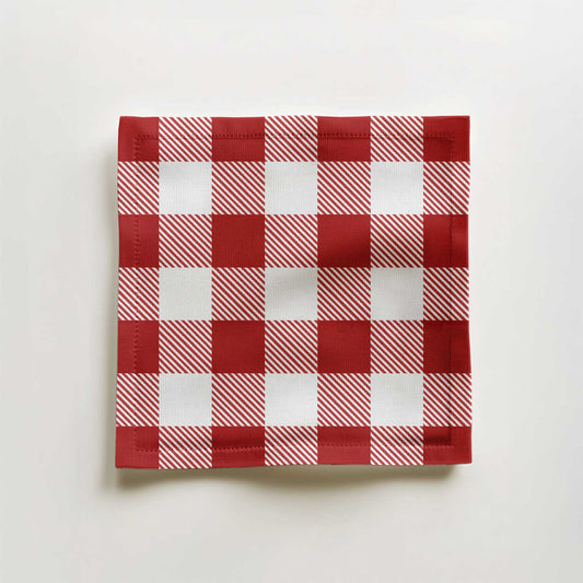 Red Gingham Cocktail Napkin