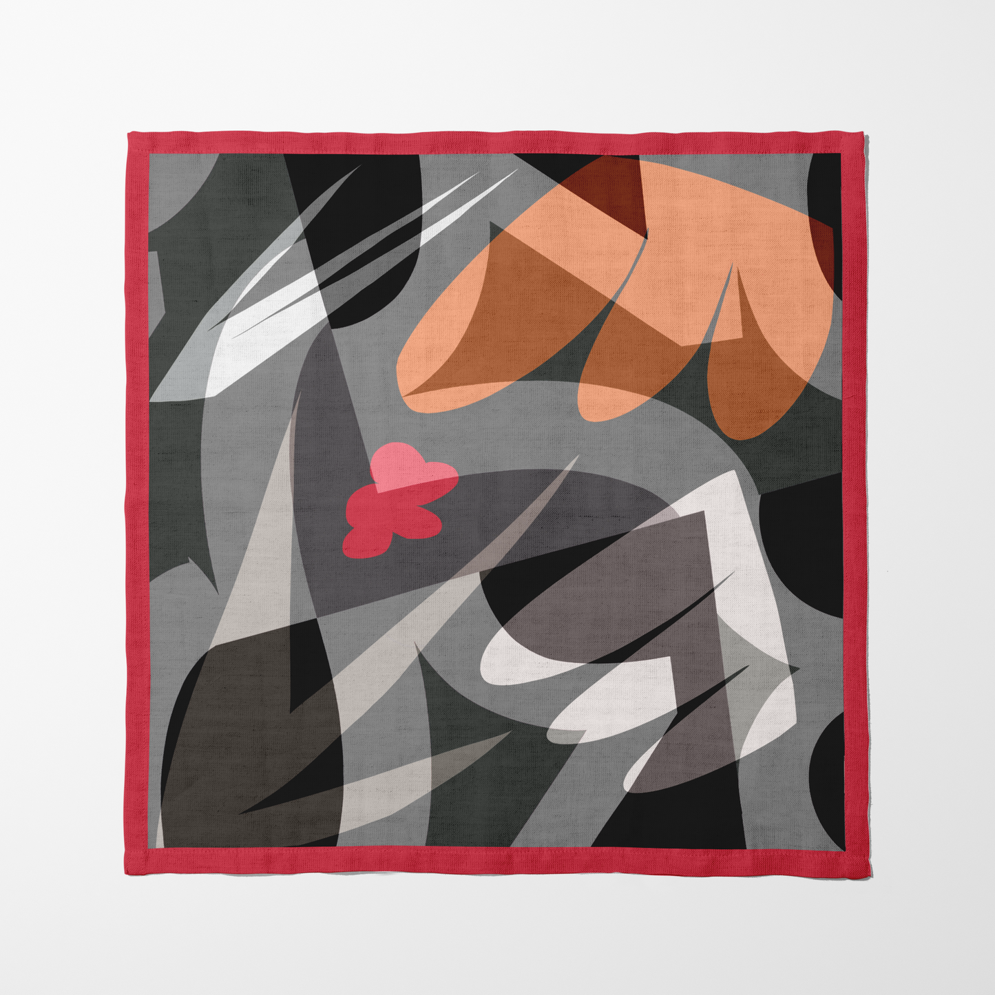 Gray with Layers Napkin in Red in Linen
