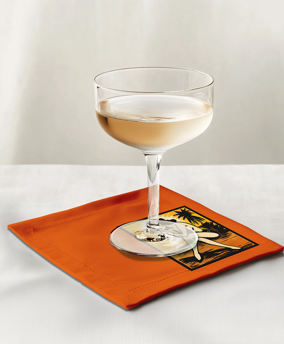 Matchbook Muse Cocktail Napkin in Susan Sunset
