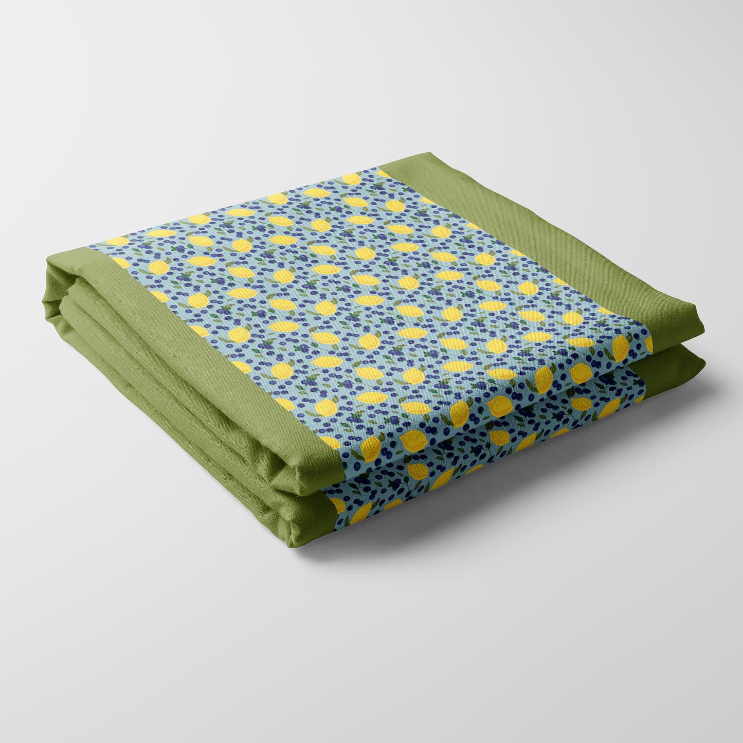 Spring Lemons Tablecloth in Aqua - Linen