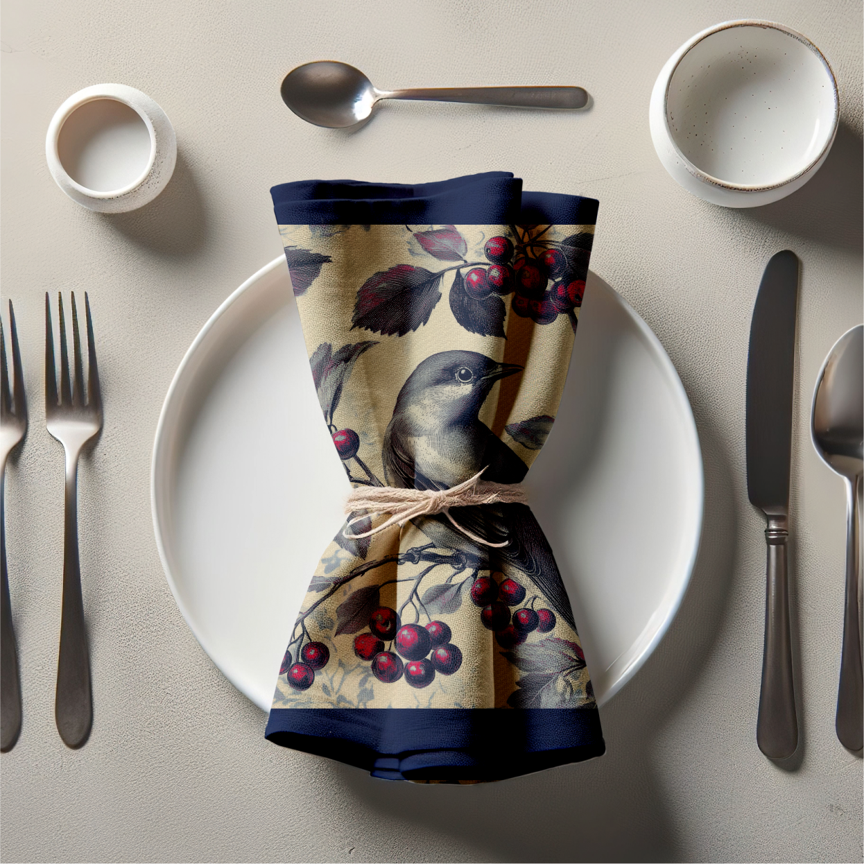 Forager's Delight Napkin in Navy