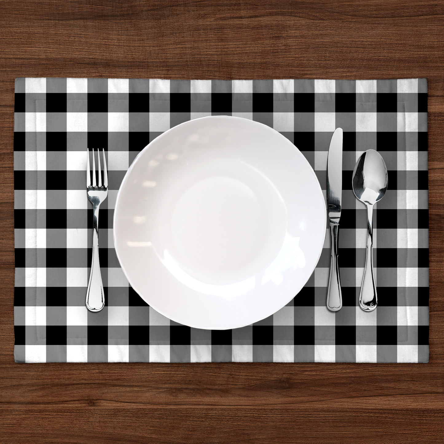 ONE Gingham Placemat in Black in Lightweight Linen