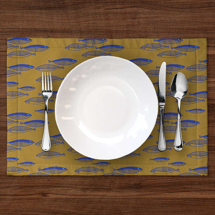 Fish Placemat in Orange & Blue