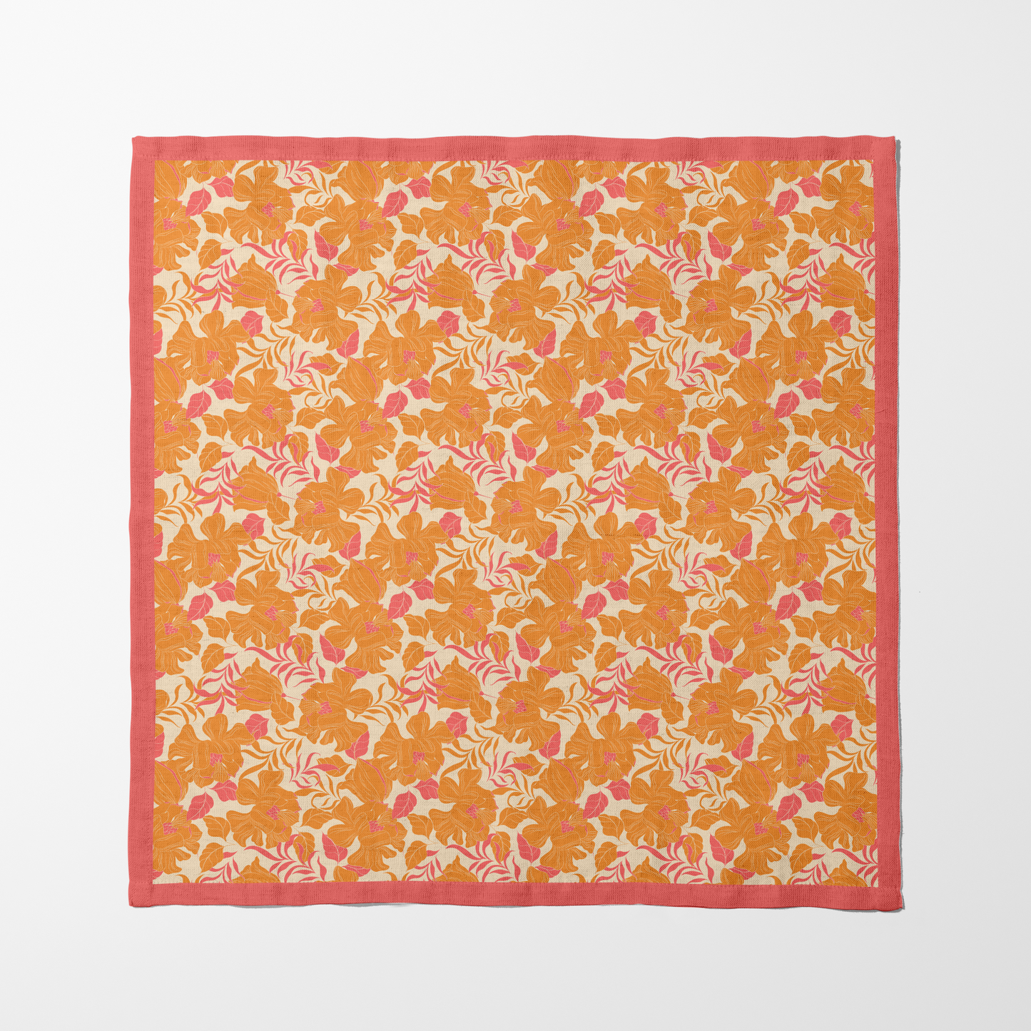 Mini Clementine Peony Napkin in Lightweight Linen