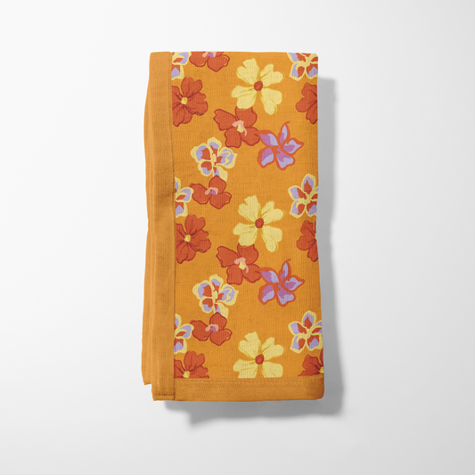 Marigold Peace and Lilies Napkin in Organic Cotton Voile