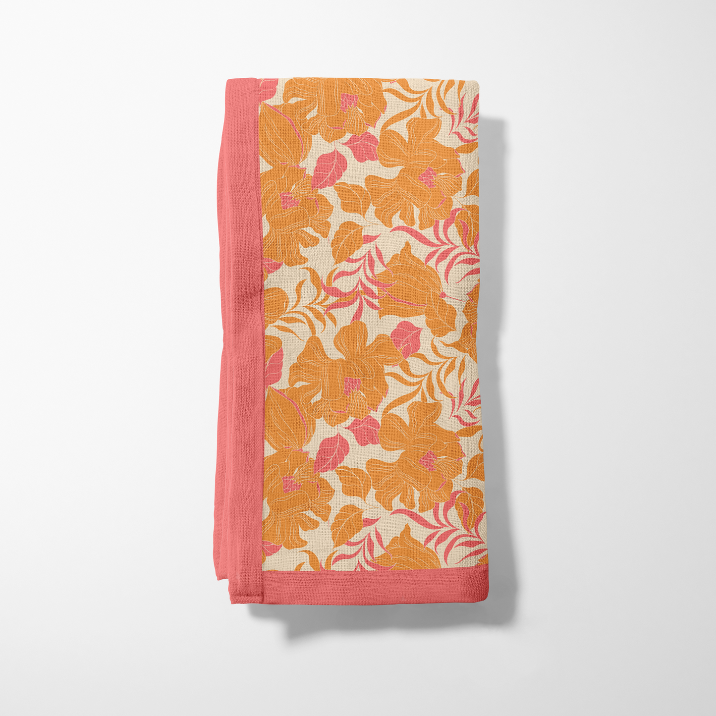 Mini Clementine Peony Napkin in Lightweight Linen
