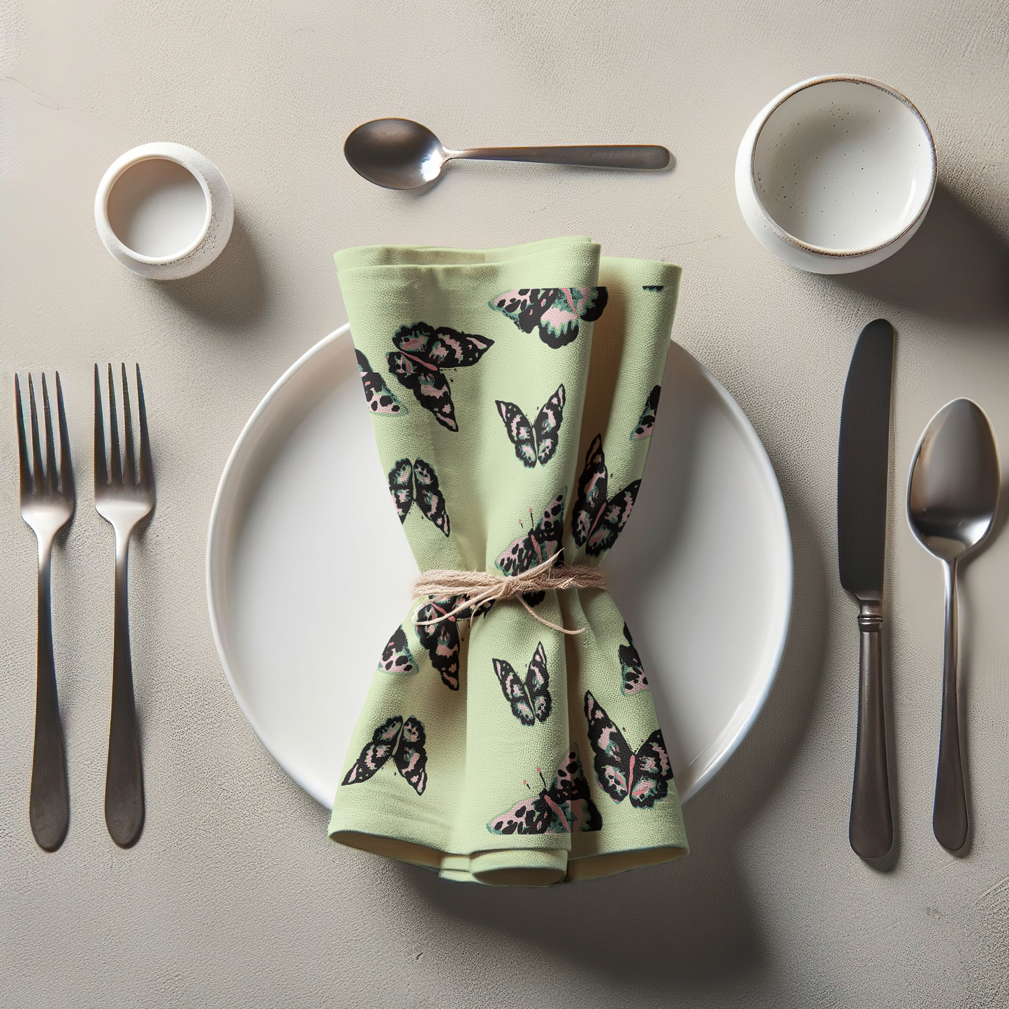 Sweet Butterflies Napkin in Lime - Organic Cotton Voile