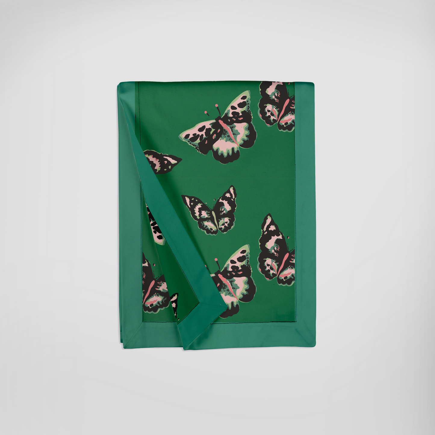 Sweet Green Butterflies Runner - Linen in Lightweight Linen