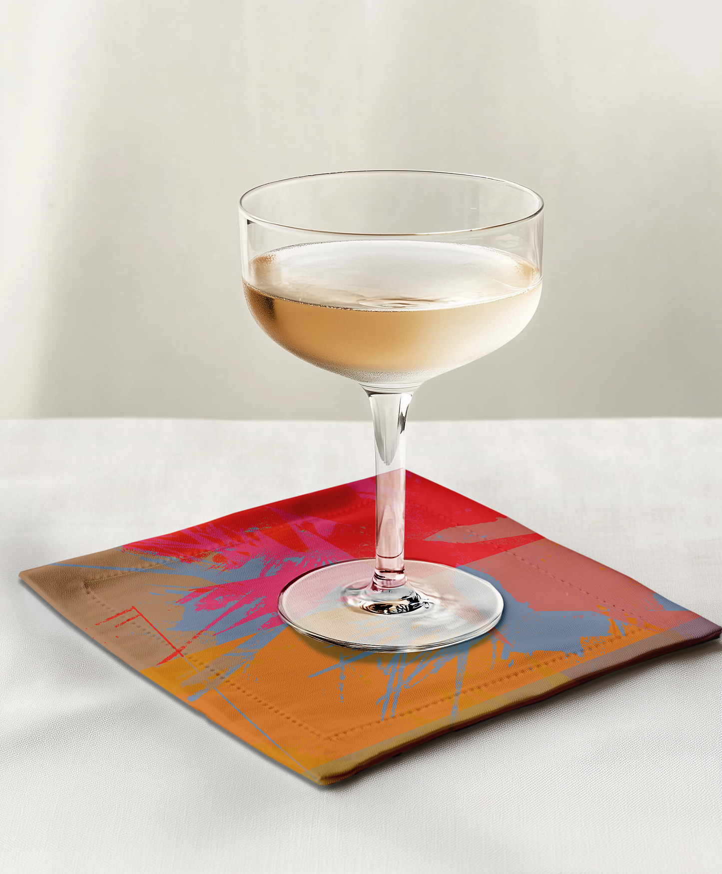 Flower Burst Cocktail Napkin in Lightweight Linen